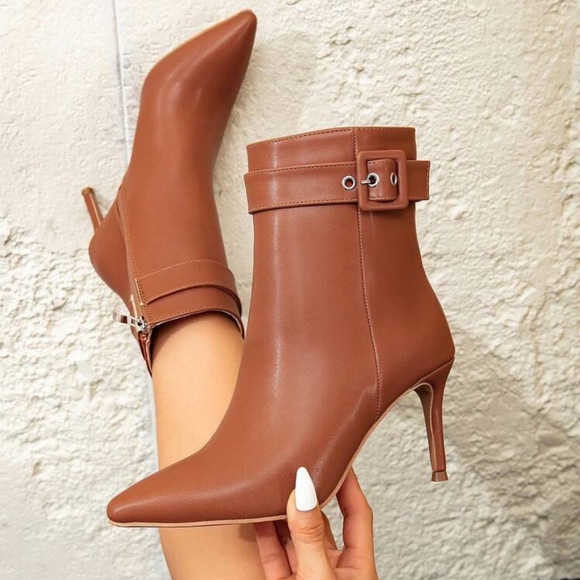 Calf Length Brown Leather Mid Calf Boots Womens OKBOP Women's Low